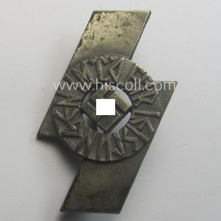 DJ- (ie. 'Deutsches Jungvolk'-) so-called: 'Leistungsabzeichen in Silber' (or: silver-class youth sports'-badge) being a clearly maker- (ie. 'RzM - M1/35'-) marked specimen that shows an engraved (unique) bearers'-numeral ('216747')