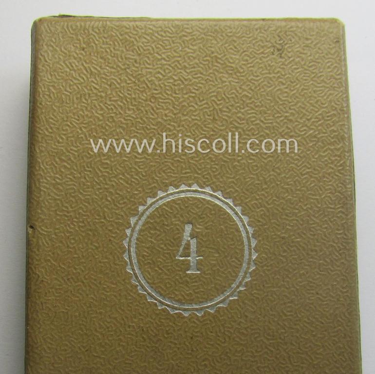 RAD (ie.'Reichsarbeitsdienst') so-called: 'Dienstauszeichnung 4. Stufe für Männer' (as was intended for 4 years loyal-service) that comes stored in its (scarcely seen and equally very nicely preserved!) light-brown-coloured box ie. etui