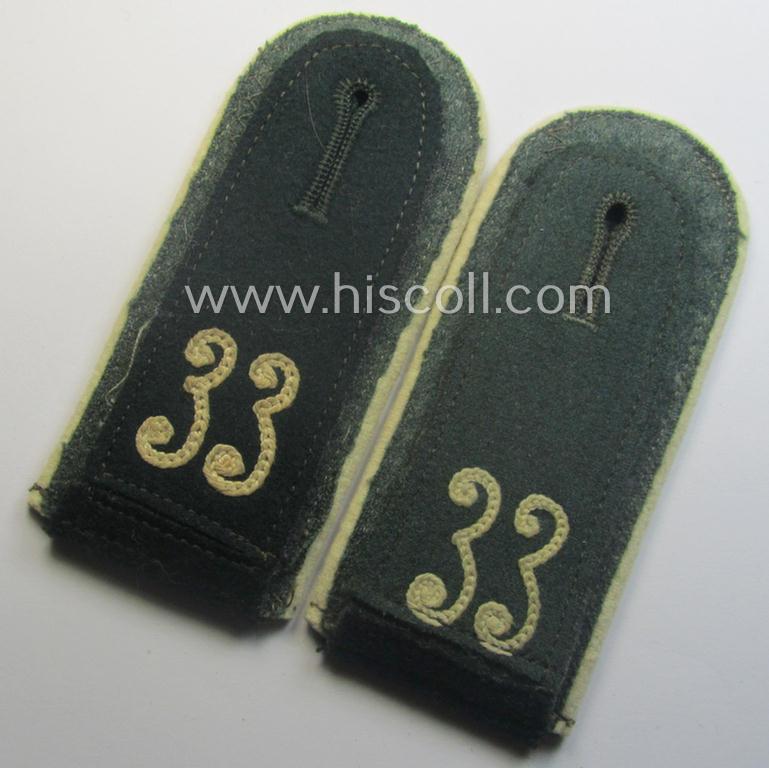 Pair of WH (Heeres) neatly 'cyphered', EM-type shoulderstraps: 'Soldat des Infanterie-Rgts. 33'